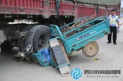 广西3岁男童不慎启动电动三轮 遭牵引车