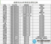 成都市2016年保送生录取名单公布